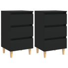 Nachtkastje in grijs sonoma met houten poten en Scandinavische charme - Zwart / 2 - Nachtkastjes