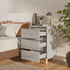 Nachtkastje in grijs sonoma met houten poten en Scandinavische charme - Nachtkastjes