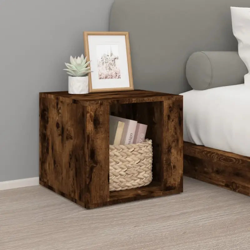 Nachtkastje met bewerkt hout en tijdloos elegant ontwerp - Gerookt eiken / 1 - Nachtkastjes