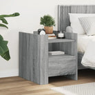 Nachtkastje met bewerkt hout voor een tijdloze interieur uitstraling - Grijs sonoma / 1 - Nachtkastjes