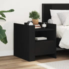 Nachtkastje met bewerkt hout voor een tijdloze interieur uitstraling - Zwart / 1 - Nachtkastjes