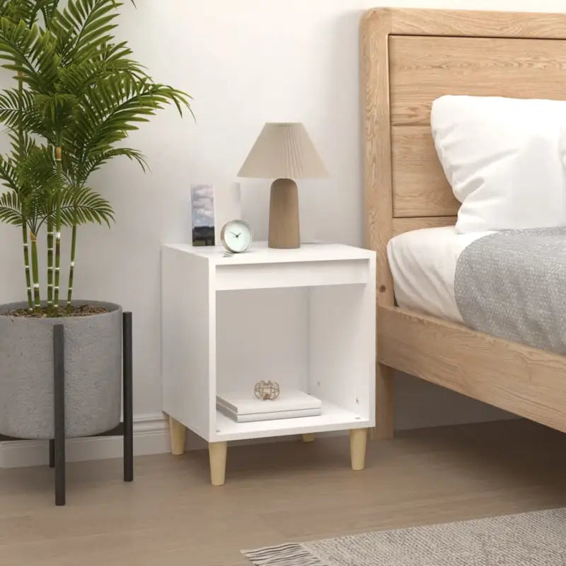 Nachtkastje met elegant ontwerp in bewerkt hout en hoogglans wit - Wit / 1 - Nachtkastjes