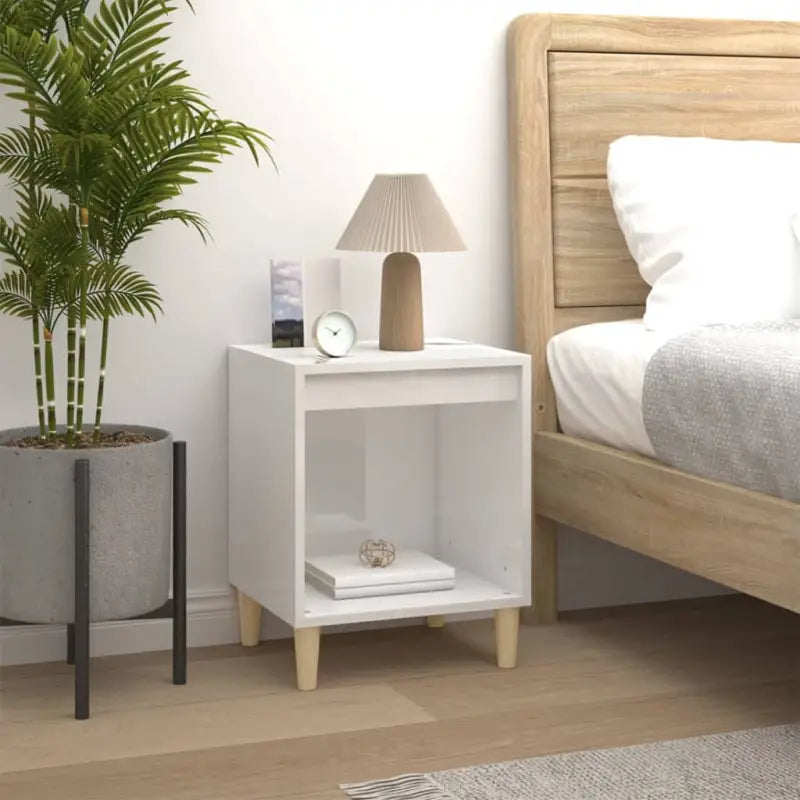 Nachtkastje met elegant ontwerp in bewerkt hout en hoogglans wit - Hoogglans wit / 1 - Nachtkastjes