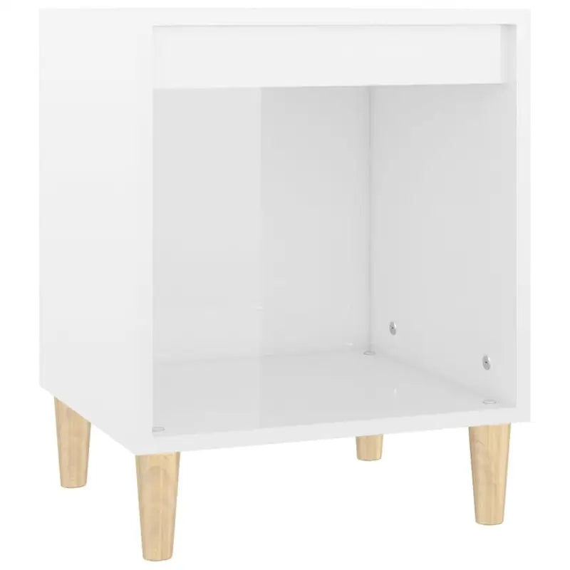 Nachtkastje met elegant ontwerp in bewerkt hout en hoogglans wit - Nachtkastjes