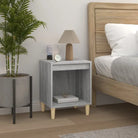 Nachtkastje met elegant ontwerp in bewerkt hout en hoogglans wit - Grijs sonoma / 1 - Nachtkastjes