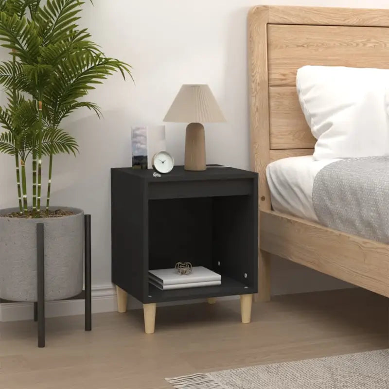 Nachtkastje met elegant ontwerp in bewerkt hout en hoogglans wit - Zwart / 1 - Nachtkastjes