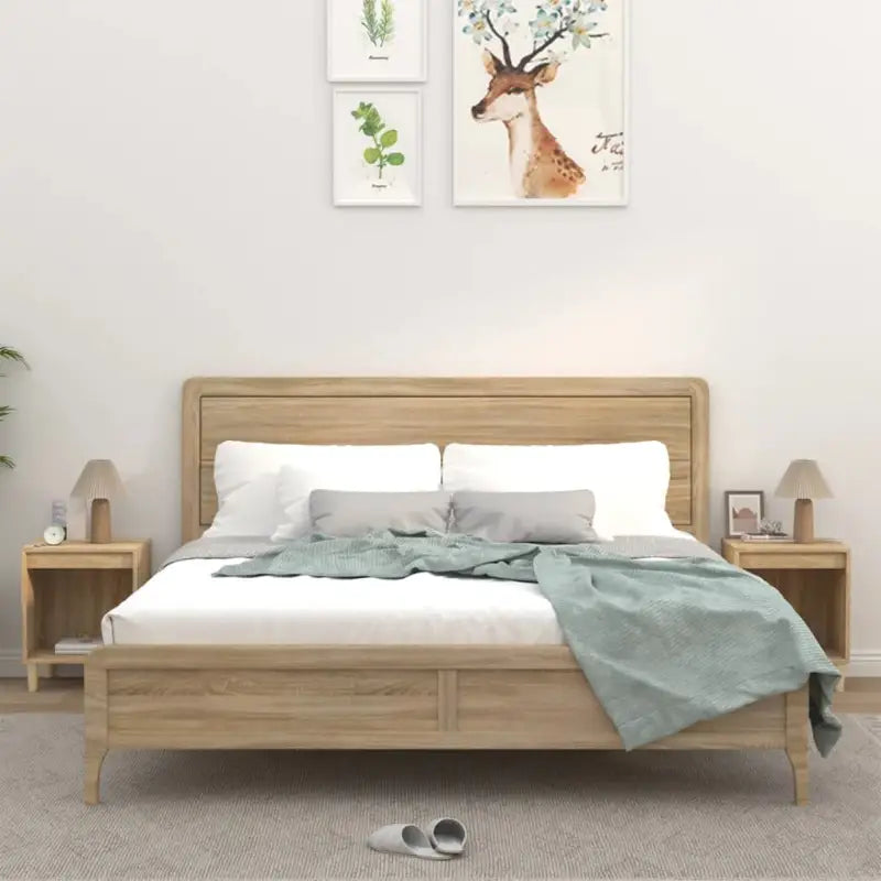 Nachtkastje met elegant ontwerp in bewerkt hout en hoogglans wit - Sonoma eiken / 2 - Nachtkastjes