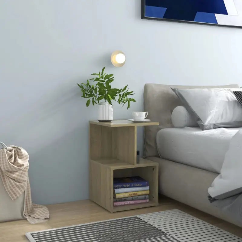Nachtkastje met elegant ontwerp van bewerkt hout voor een tijdloze stijl - Sonoma eiken / 1 - Nachtkastjes