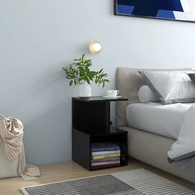 Nachtkastje met elegant ontwerp van bewerkt hout voor een tijdloze stijl - Zwart / 1 - Nachtkastjes