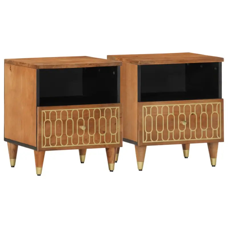 Nachtkastje met elegant ontwerp van massief mangohout - Honingbruin / 2 - Nachtkastjes