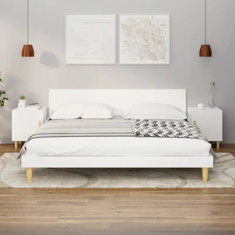 Nachtkastje met hoogglans wit bewerkt hout en elegant ontwerp - Wit / 2 - Nachtkastjes