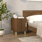 Nachtkastje met hoogglans wit bewerkt hout en elegant ontwerp - bruin eikenkleur / 1 - Nachtkastjes