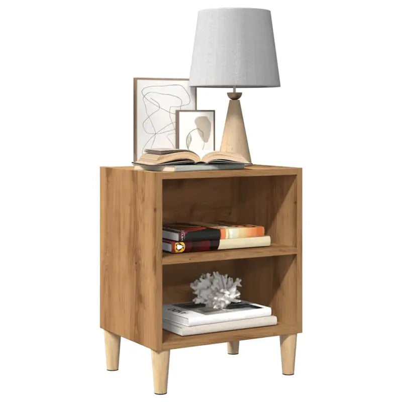 Nachtkastje met houten poten in Scandinavische stijl - artisanaal eikenkleurig / 1 - Nachtkastjes