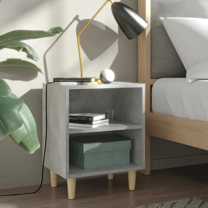 Nachtkastje met houten poten in Scandinavische stijl - Betongrijs / 2 - Nachtkastjes