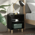 Nachtkastje met houten poten in Scandinavische stijl - Hoogglans zwart / 1 - Nachtkastjes
