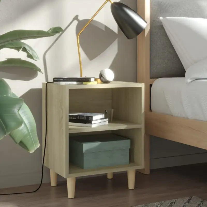 Nachtkastje met houten poten in Scandinavische stijl - Sonoma eiken / 1 - Nachtkastjes