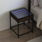 Nachtkastje met infinity LED en bewerkt hout voor een tijdloos interieur - bruin eikenkleur / 1 - Nachtkastjes