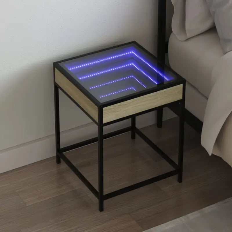 Nachtkastje met infinity LED en bewerkt hout voor een tijdloos interieur - Nachtkastjes