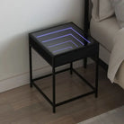 Nachtkastje met infinity LED en bewerkt hout voor een tijdloos interieur - Zwart / 1 - Nachtkastjes