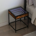 Nachtkastje met infinity LED en bewerkt hout voor een tijdloos interieur - Gerookt eiken / 1 - Nachtkastjes