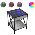 Nachtkastje met infinity LED verlichting in grijs sonoma eiken bewerkt hout - Nachtkastjes
