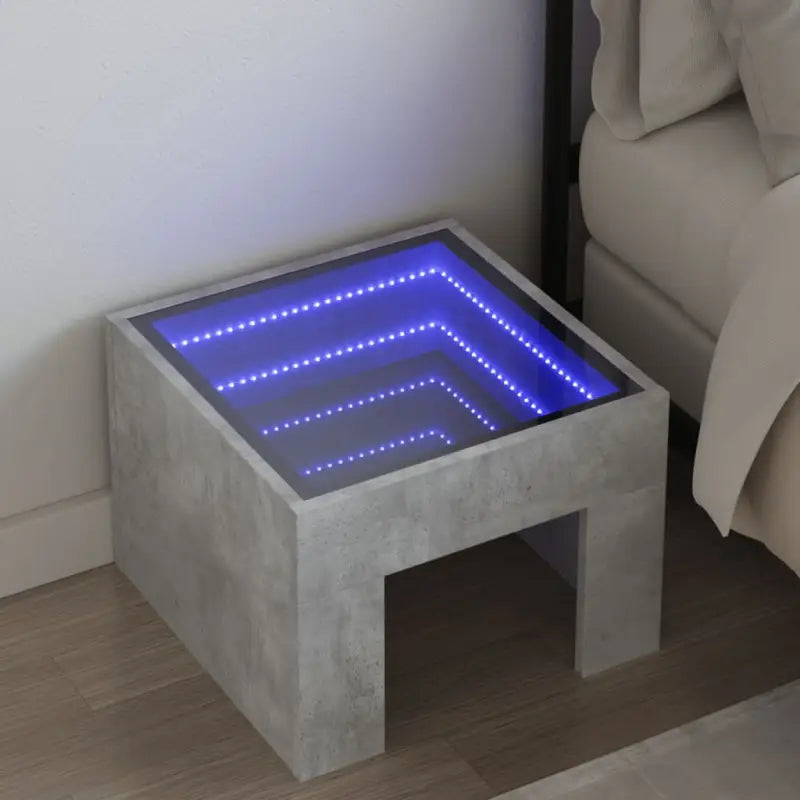 Nachtkastje met infinity LED-verlichting van bewerkt hout - Betongrijs / 1 - Nachtkastjes