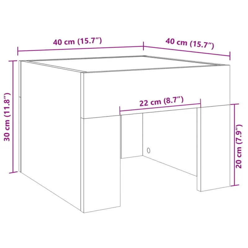 Nachtkastje met infinity LED-verlichting van bewerkt hout - Nachtkastjes