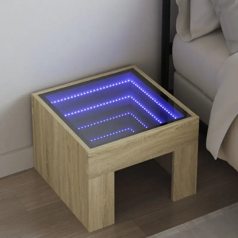 Nachtkastje met infinity LED-verlichting van bewerkt hout - Sonoma eiken / 1 - Nachtkastjes