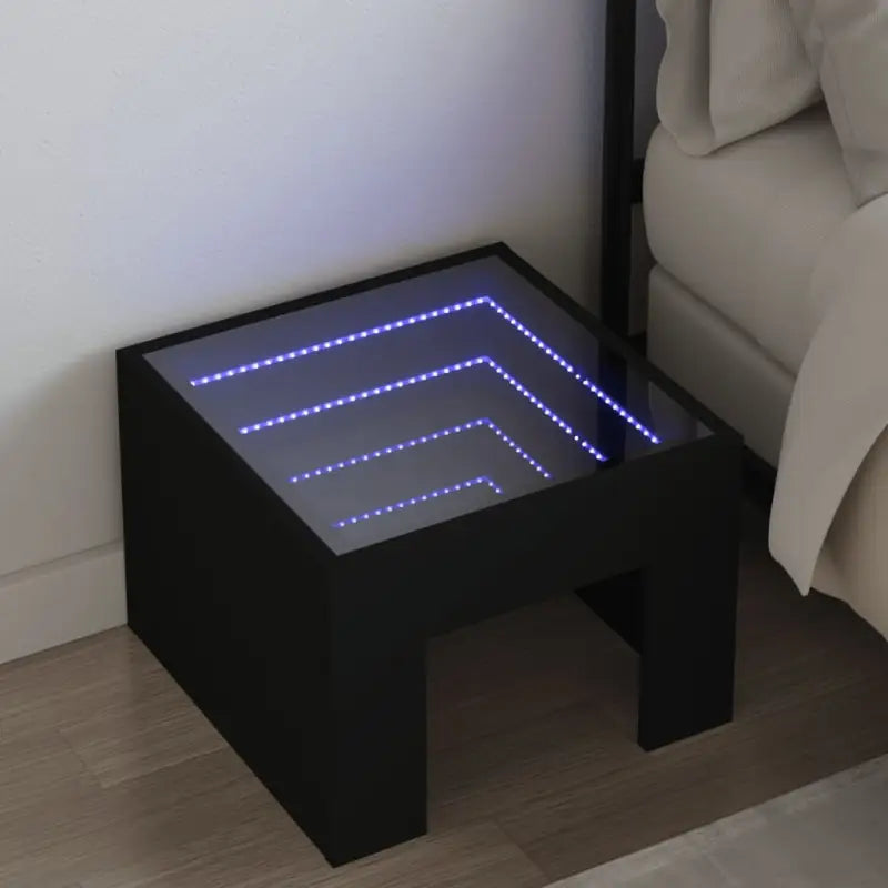 Nachtkastje met infinity LED-verlichting van bewerkt hout - Zwart / 1 - Nachtkastjes