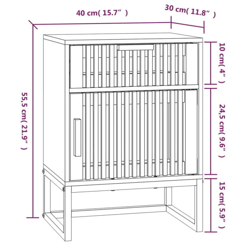 Nachtkastje met metalen poten en bewerkt hout in Scandinavisch design - Nachtkastjes