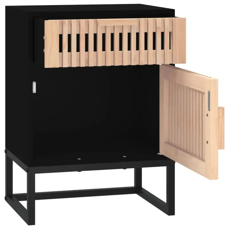 Nachtkastje met metalen poten en bewerkt hout in Scandinavisch design - Nachtkastjes