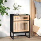 Nachtkastje met metalen poten en bewerkt hout in Scandinavisch design - Zwart / 1 - Nachtkastjes