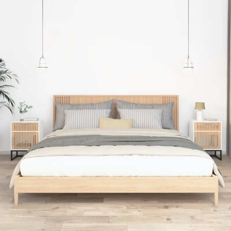 Nachtkastje met metalen poten en bewerkt hout in Scandinavisch design - Wit / 2 - Nachtkastjes