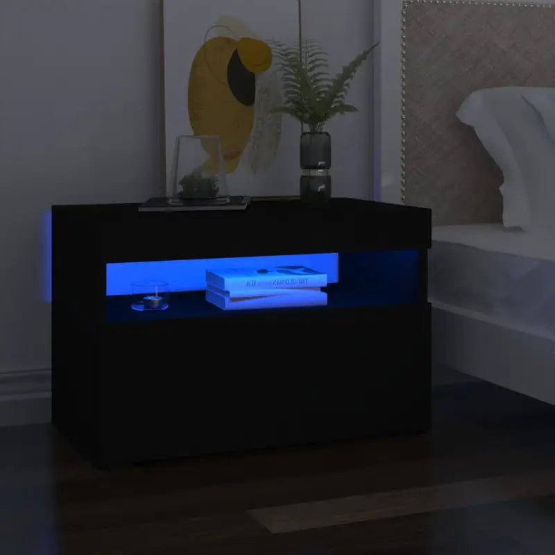 Nachtkastje met RGB LED-verlichting Hoogglans Wit voor modern interieur - Zwart / 1 - Nachtkastjes