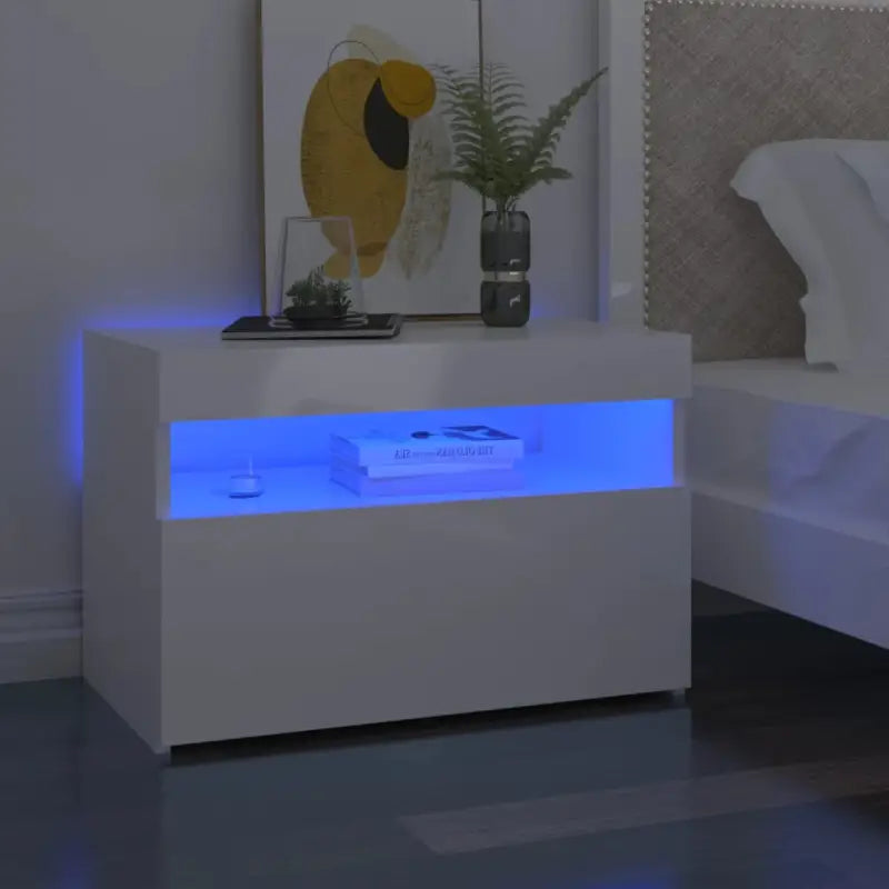 Nachtkastje met RGB LED-verlichting Hoogglans Wit voor modern interieur - Hoogglans wit / 2 - Nachtkastjes