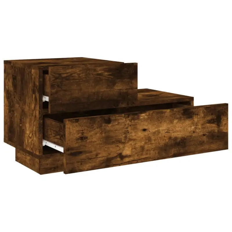 Nachtkastje met rgb led-verlichting in gerookt eiken hout - Nachtkastjes