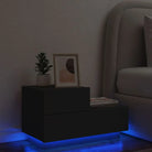 Nachtkastje met rgb led-verlichting in gerookt eiken hout - Zwart / 1 - Nachtkastjes