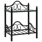 Nachtkastje met stevig stalen frame en gehard glas panelen - Zwart / 1 - Nachtkastjes