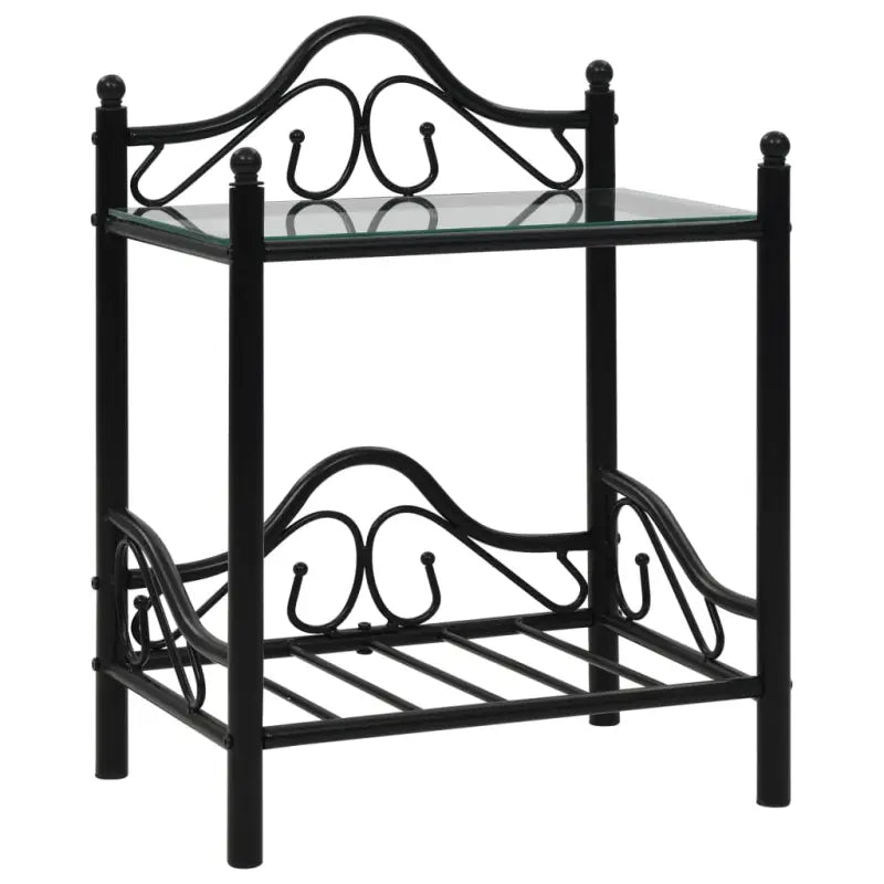 Nachtkastje met stevig stalen frame en gehard glas panelen - Zwart / 1 - Nachtkastjes