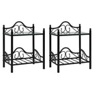 Nachtkastje met stevig stalen frame en gehard glas panelen - Zwart / 2 - Nachtkastjes