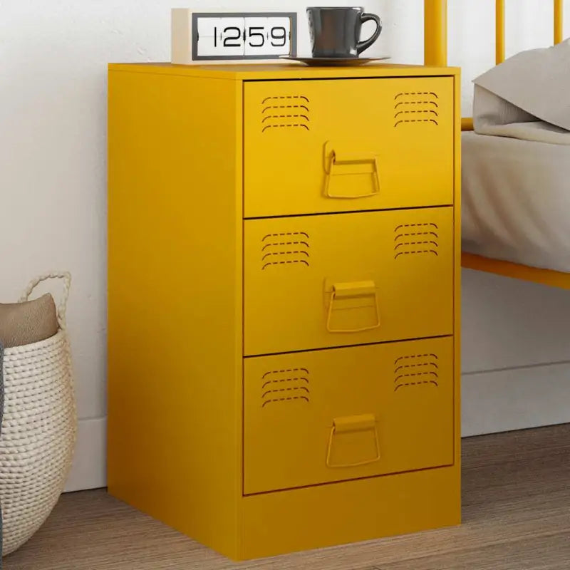 Nachtkastje met trendy ontwerp en stabiel koudgewalst staal frame - Mosterdgeel / 1 - Nachtkastjes