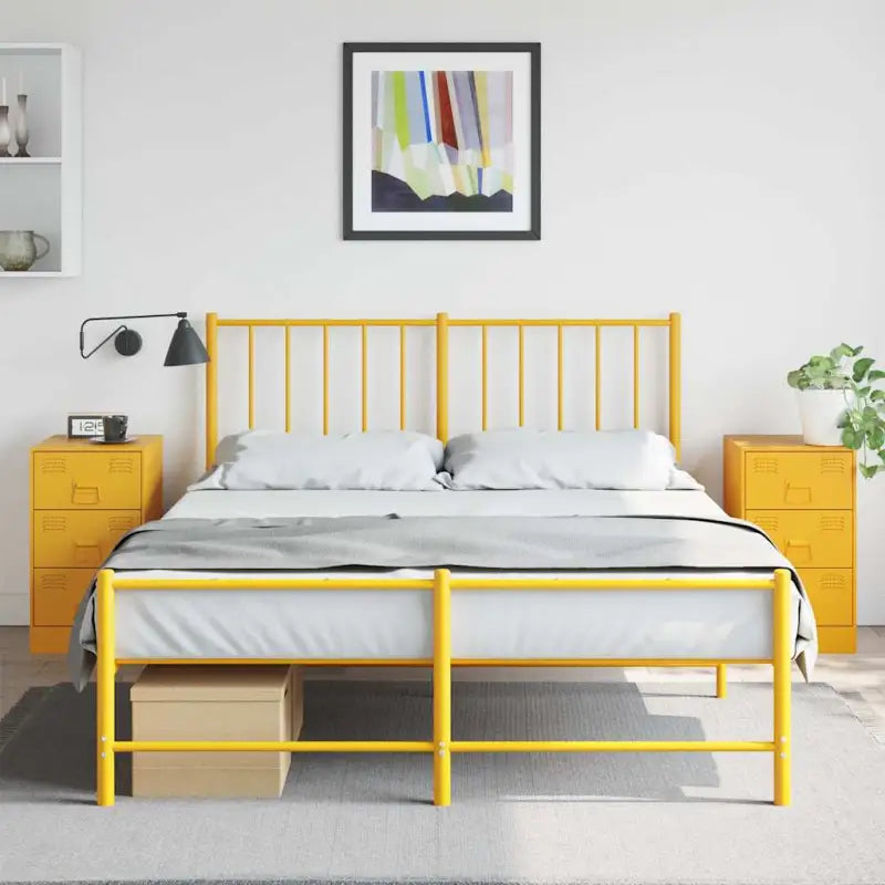 Nachtkastje met trendy ontwerp en stabiel koudgewalst staal frame - Mosterdgeel / 2 - Nachtkastjes
