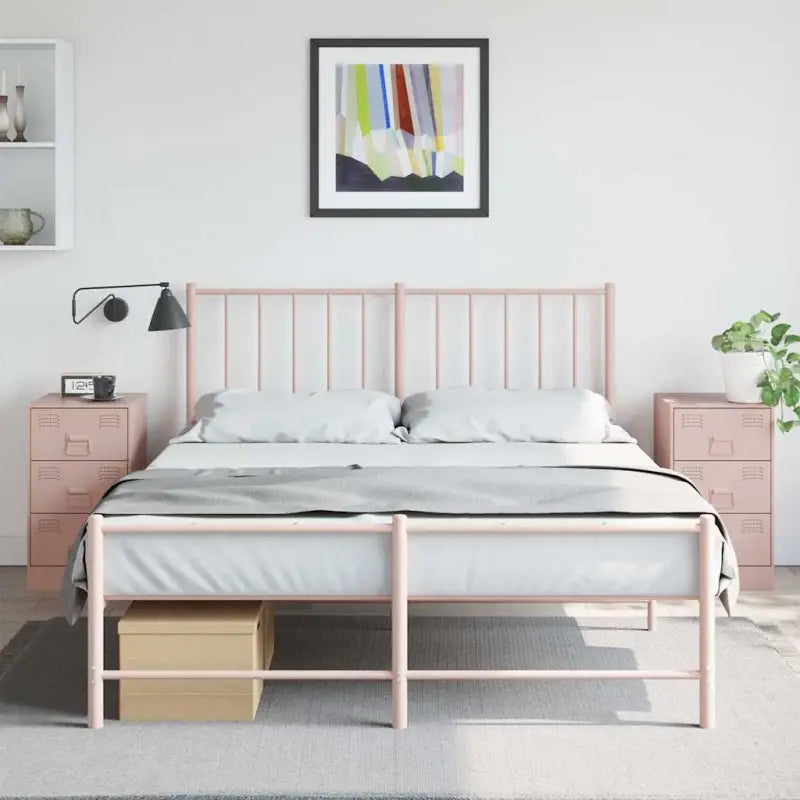 Nachtkastje met trendy ontwerp en stabiel koudgewalst staal frame - Roze / 2 - Nachtkastjes