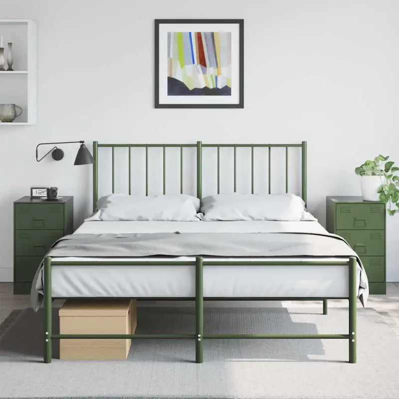 Nachtkastje met trendy ontwerp en stabiel koudgewalst staal frame - Olijfgroen / 2 - Nachtkastjes