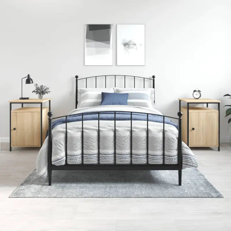 Nachtkastje met verstelbare poten en bewerkt hout voor een tijdloze uitstraling - Sonoma eiken / 2 - Nachtkastjes