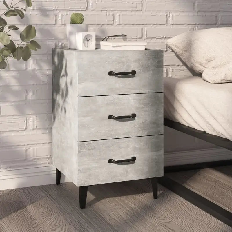Nachtkastje van bewerkt hout met elegant en tijdloos ontwerp - Betongrijs / 1 - Nachtkastjes