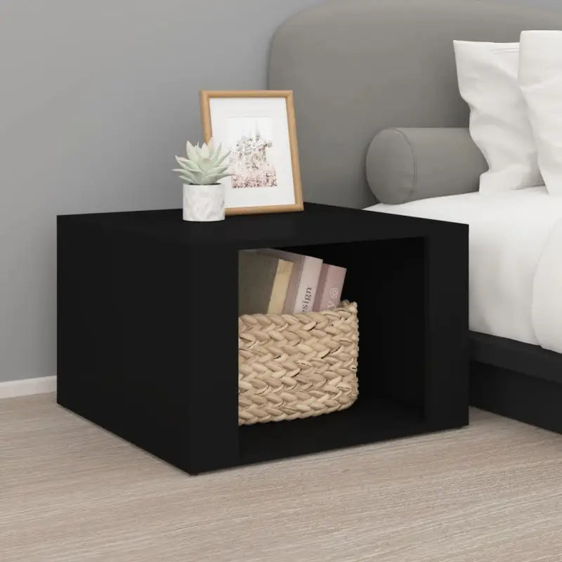 Nachtkastje van bewerkt hout met elegant en tijdloos ontwerp - Zwart / 1 - Nachtkastjes