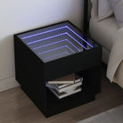 Nachtkastje van bewerkt hout met infinity LED-verlichting en duurzaam design - Zwart / 50 x 50 x 50 cm / 1