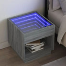 Nachtkastje van bewerkt hout met infinity LED-verlichting en duurzaam design - Grijs sonoma / 50 x 50 x 50 cm / 1