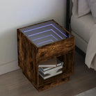 Nachtkastje van bewerkt hout met infinity LED-verlichting en duurzaam design - bruin eikenkleur / 40 x 40 x 50 cm / 1